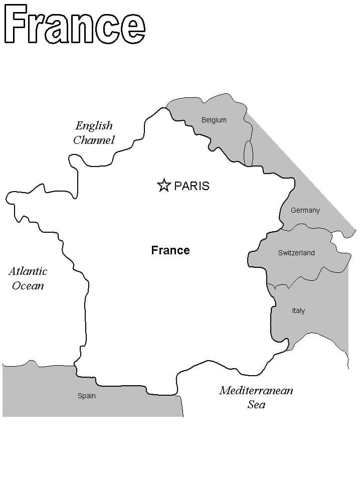 Dibujo de Mapa de Francia para Colorear
