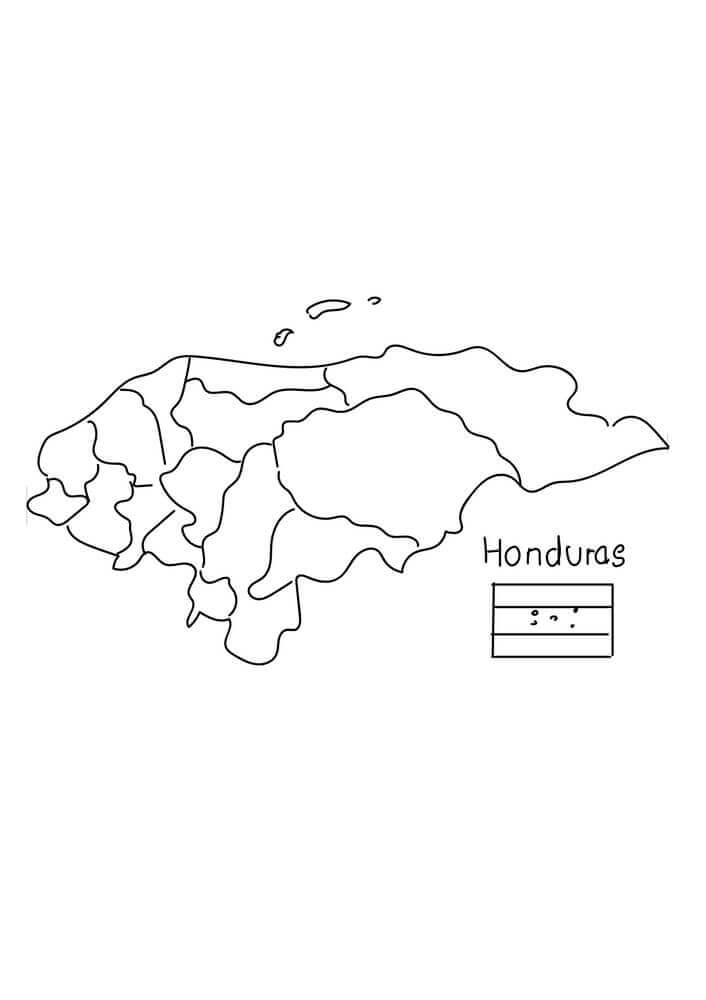 Dibujo de Mapa de Honduras para Colorear