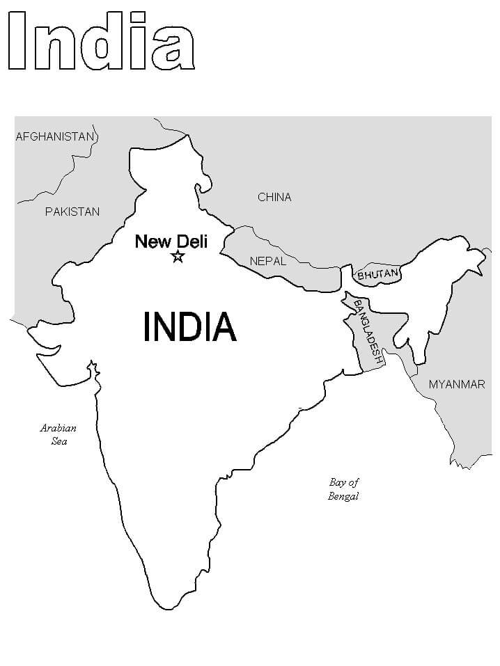 Dibujo de Mapa de la India para Colorear