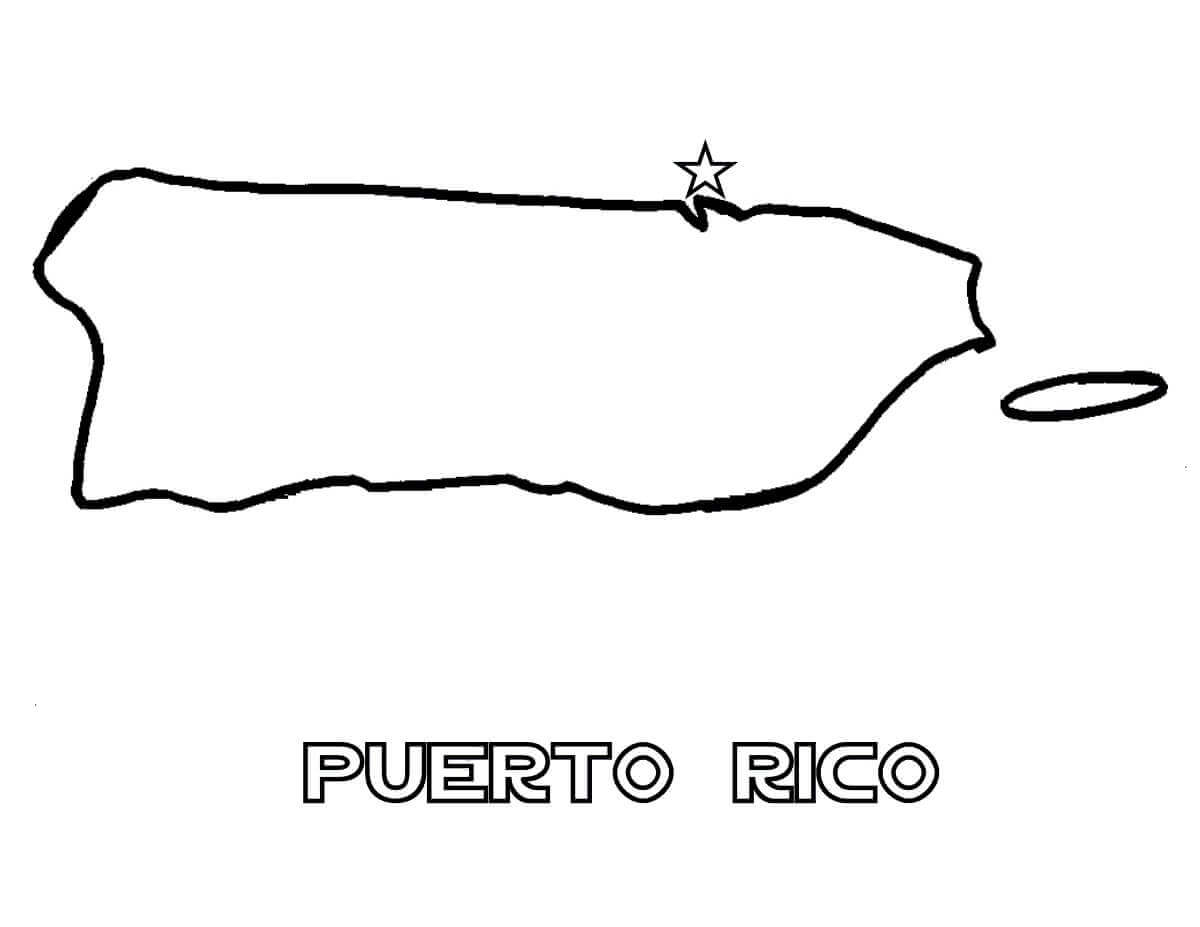 Dibujo de Mapa de Puerto Rico para Colorear