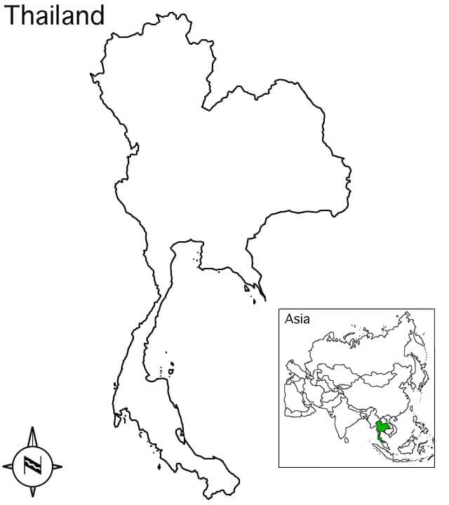 Dibujo de Mapa de Tailandia para Colorear
