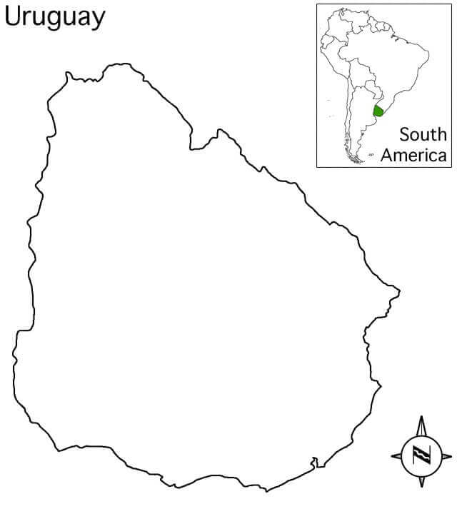 Dibujo de Mapa de Uruguay para Colorear