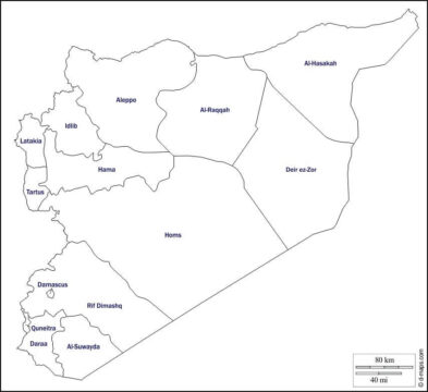 Dibujo de Siria Mapa para Colorear