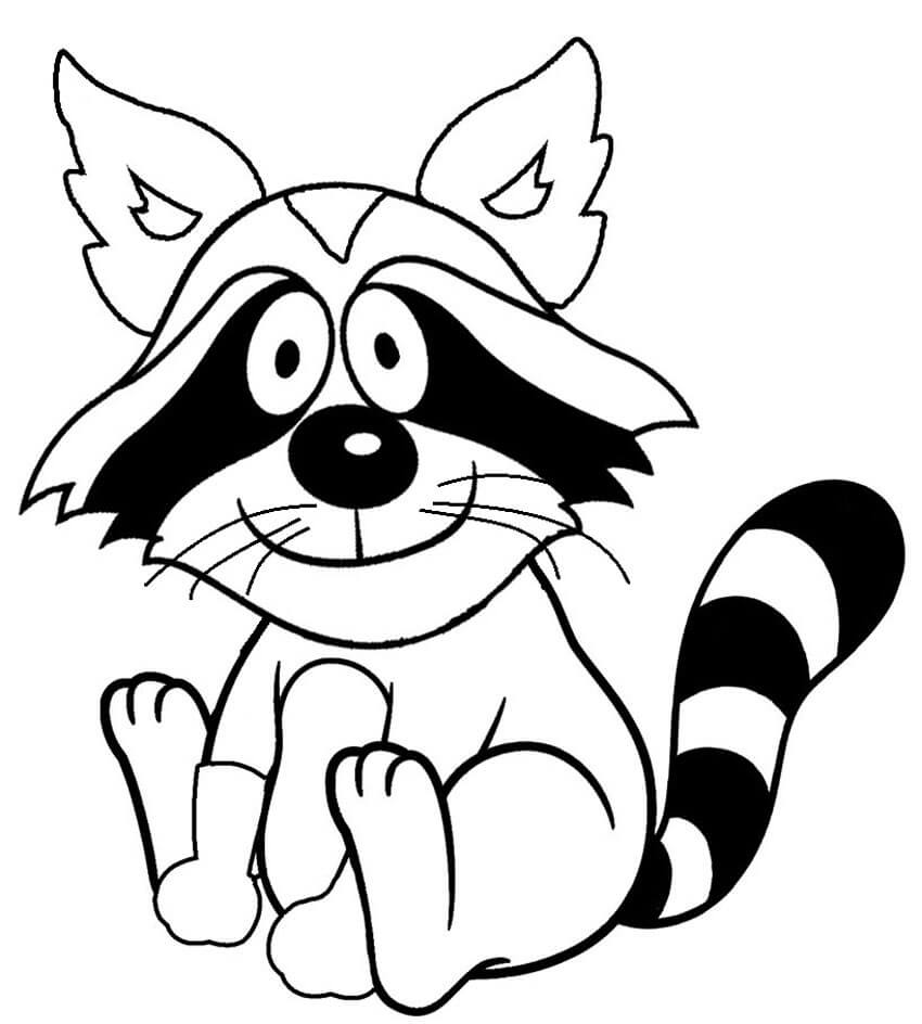 Dibujo de Bonito Mapache para Colorear