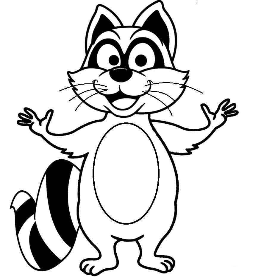 Dibujo de Mapache Feliz para Colorear