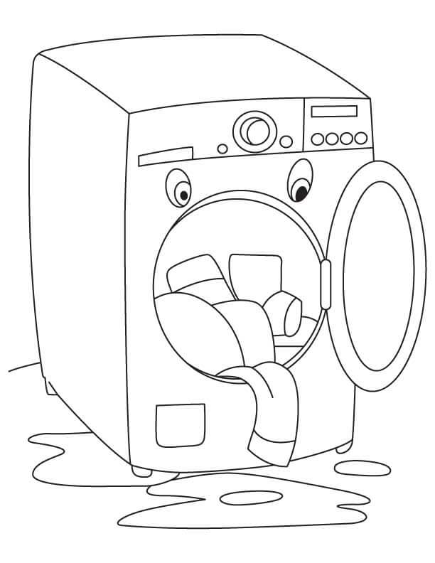 Dibujo de Lavadora de Dibujos Animados para Colorear