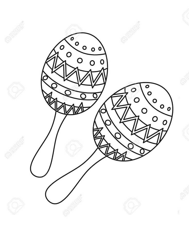 Dibujo de Dos Maracas para Colorear