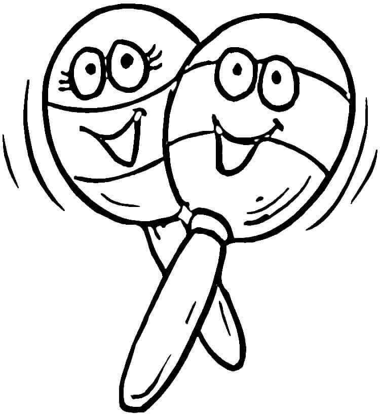 Dibujo de Maracas de Dibujos Animados para Colorear