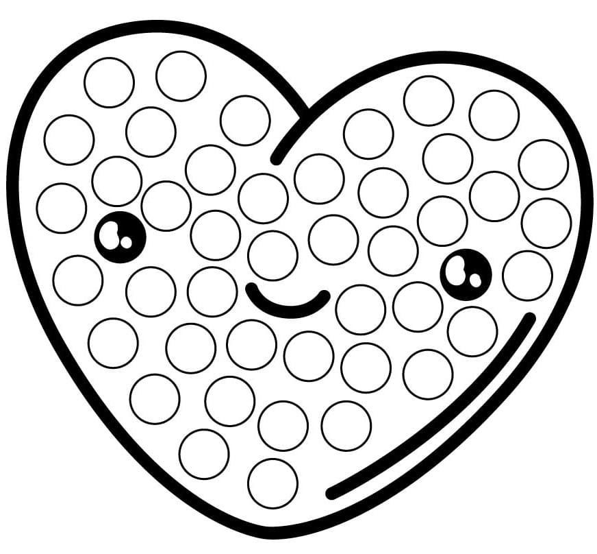 Dibujo de Corazón Lindo Marcador de Puntos para Colorear
