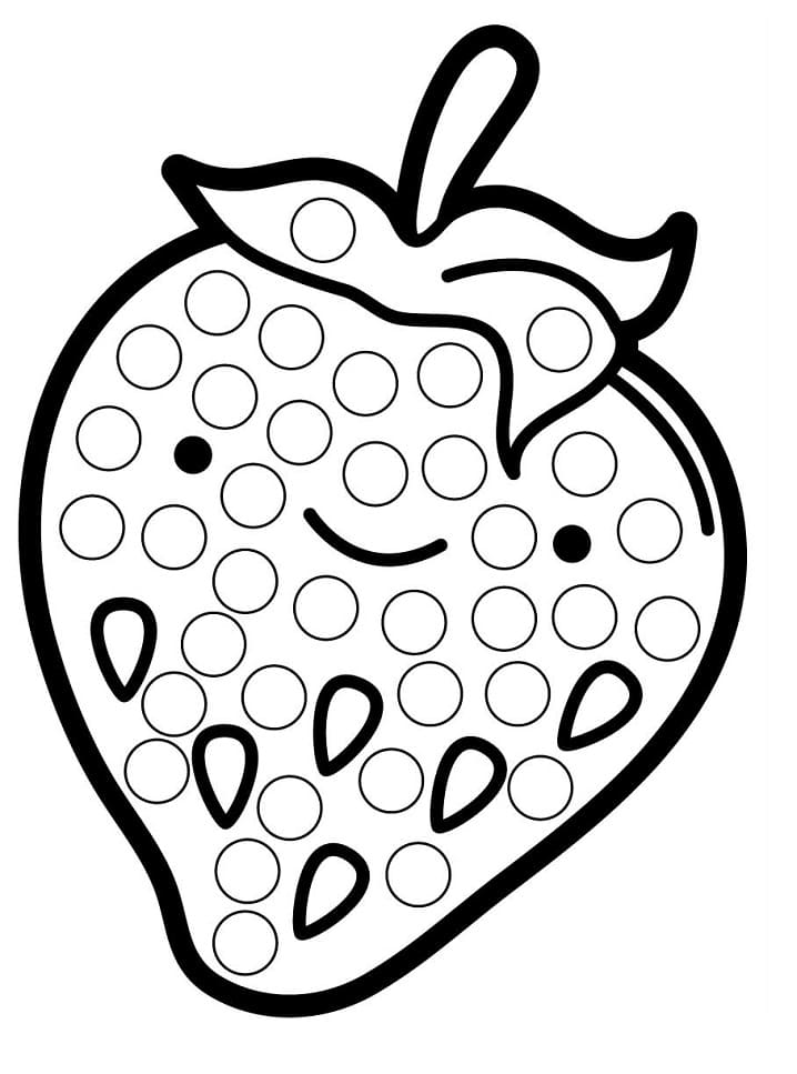 Dibujo de Fresa Marcador de Puntos para Colorear
