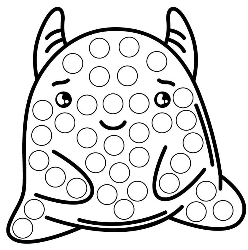 Dibujo de Monstruo Lindo Marcador de Puntos para Colorear