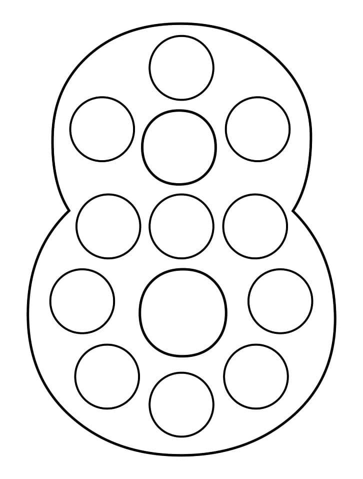 Dibujo de Número 8 Marcador de Puntos para Colorear