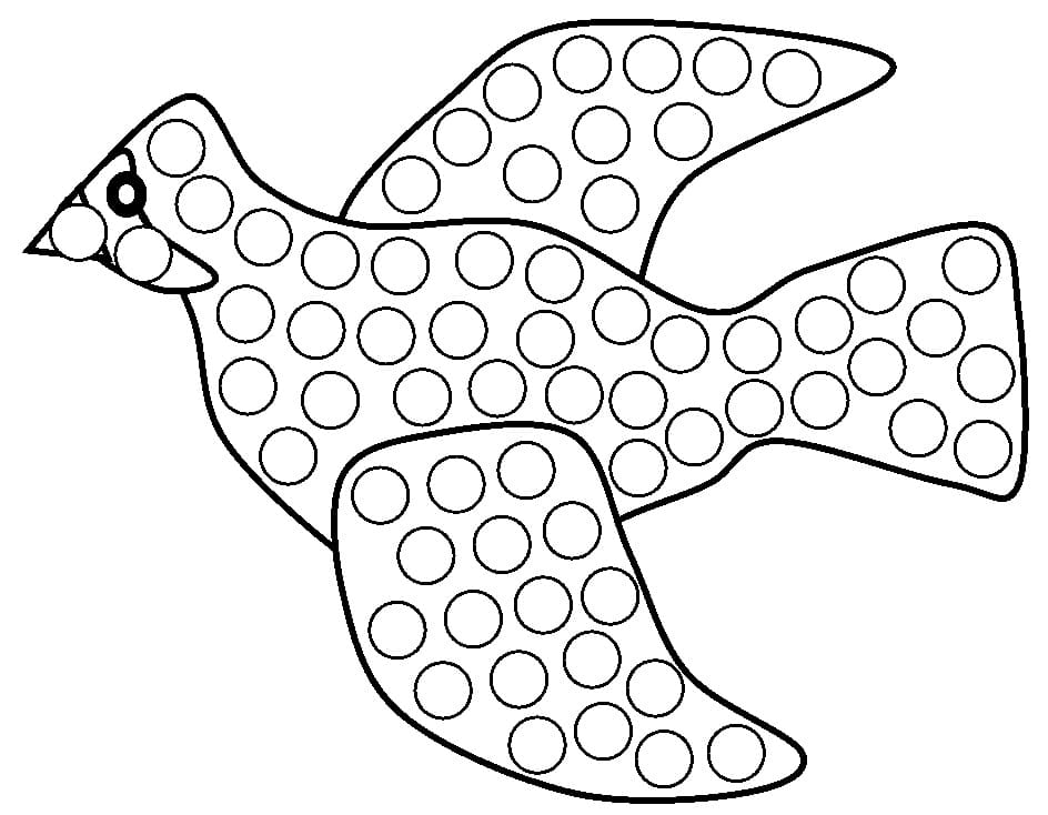 Dibujo de Pájaro Marcador de Puntos para Colorear