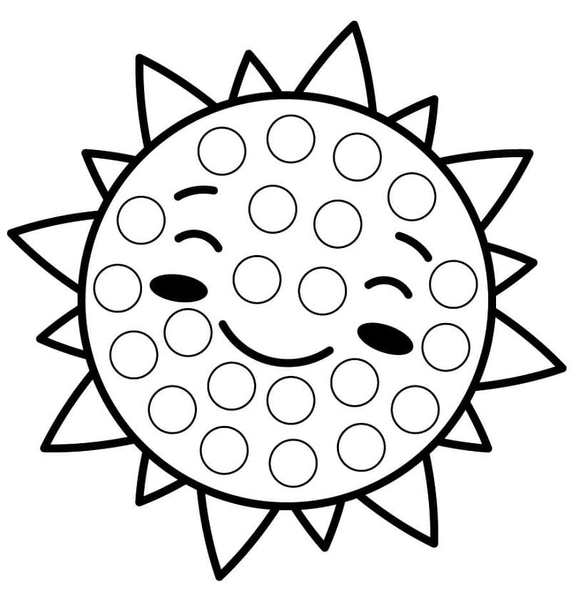 Dibujo de Sol Marcador de Puntos para Colorear