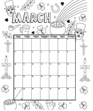 Dibujo de Calendario Marzo para Colorear