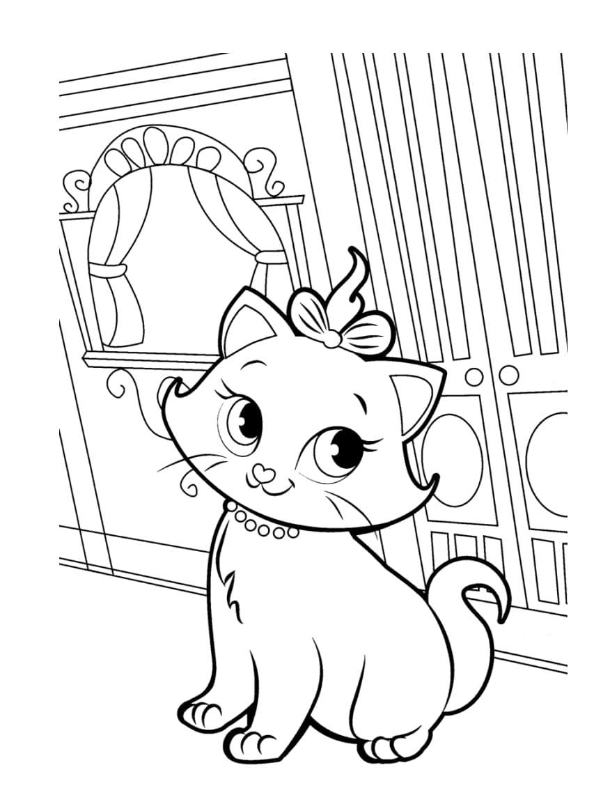Dibujo de Gratis Marie Cat para niños para Colorear