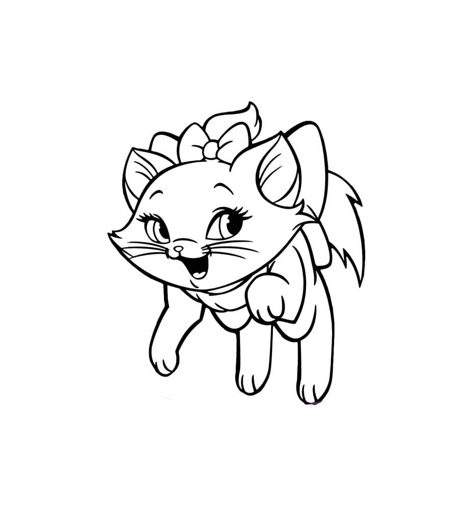 Dibujo de Imprimible Linda Gata Marie para Colorear