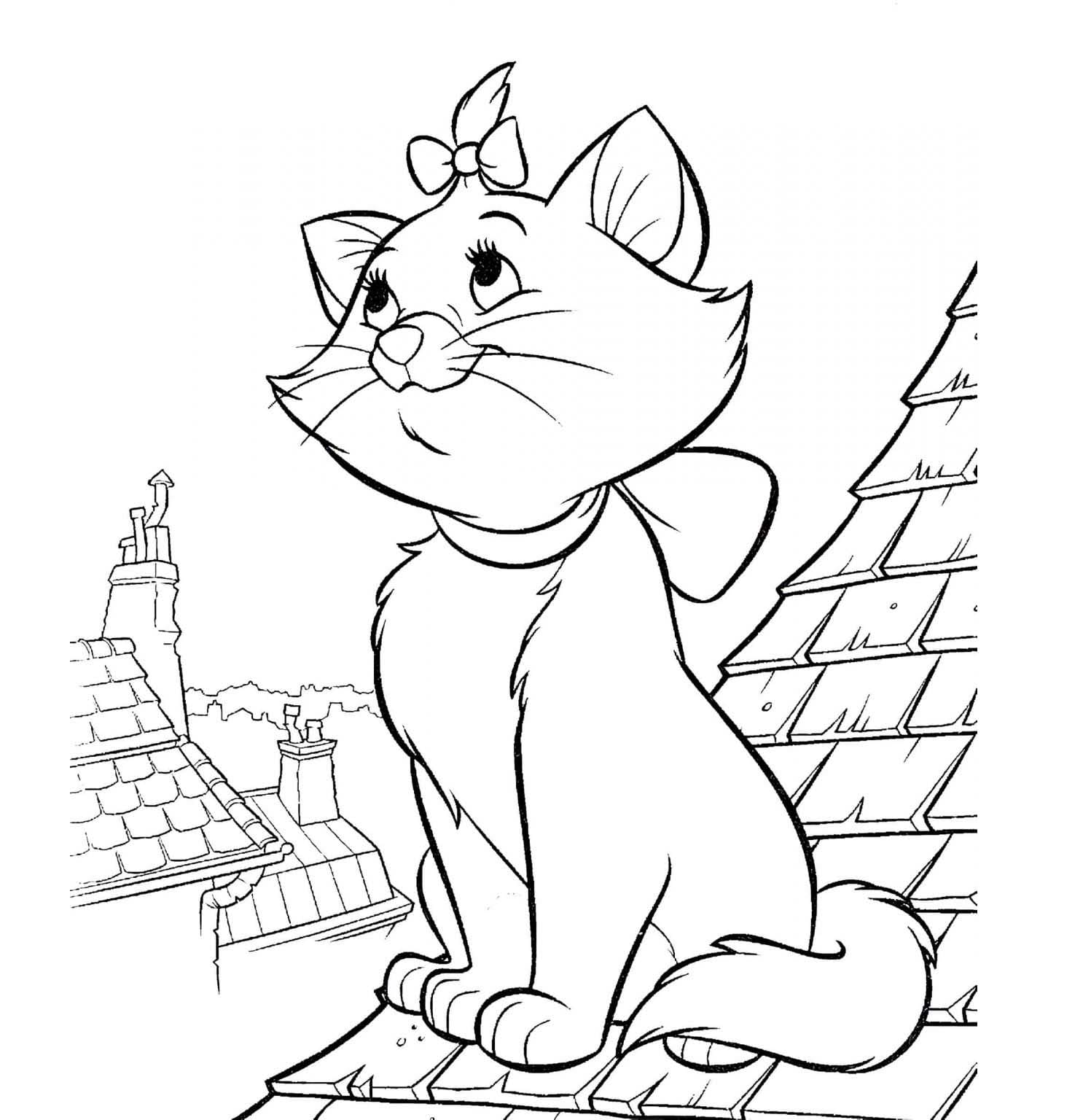Dibujo de Imprimir Linda Gata Marie para Colorear