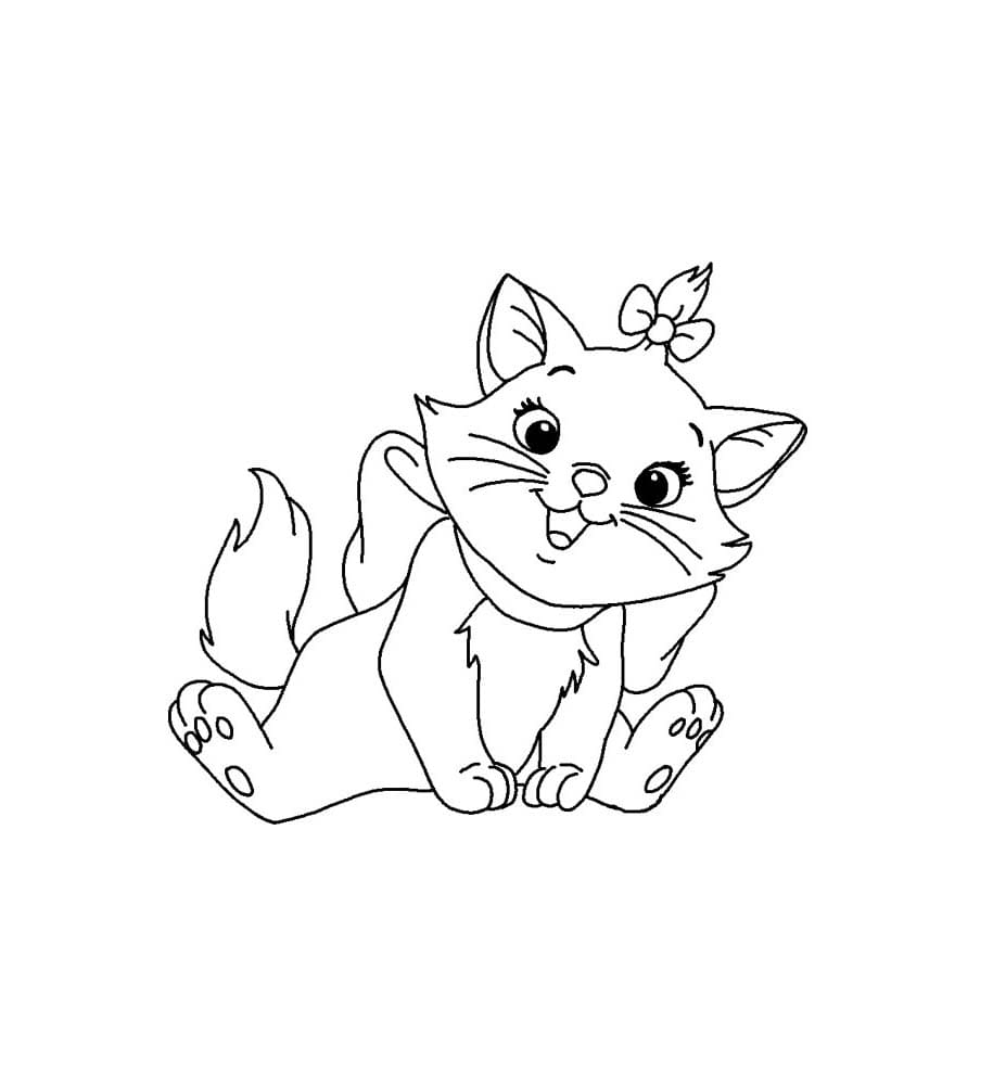 Dibujo de Imprimir Linda imagen de Gato Marie para Colorear
