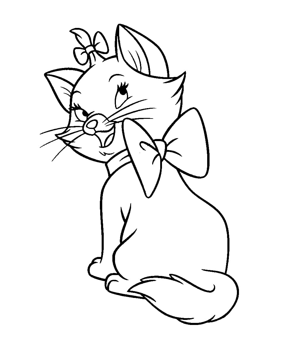 Dibujo de Linda Gatita Marie Gratis para Colorear
