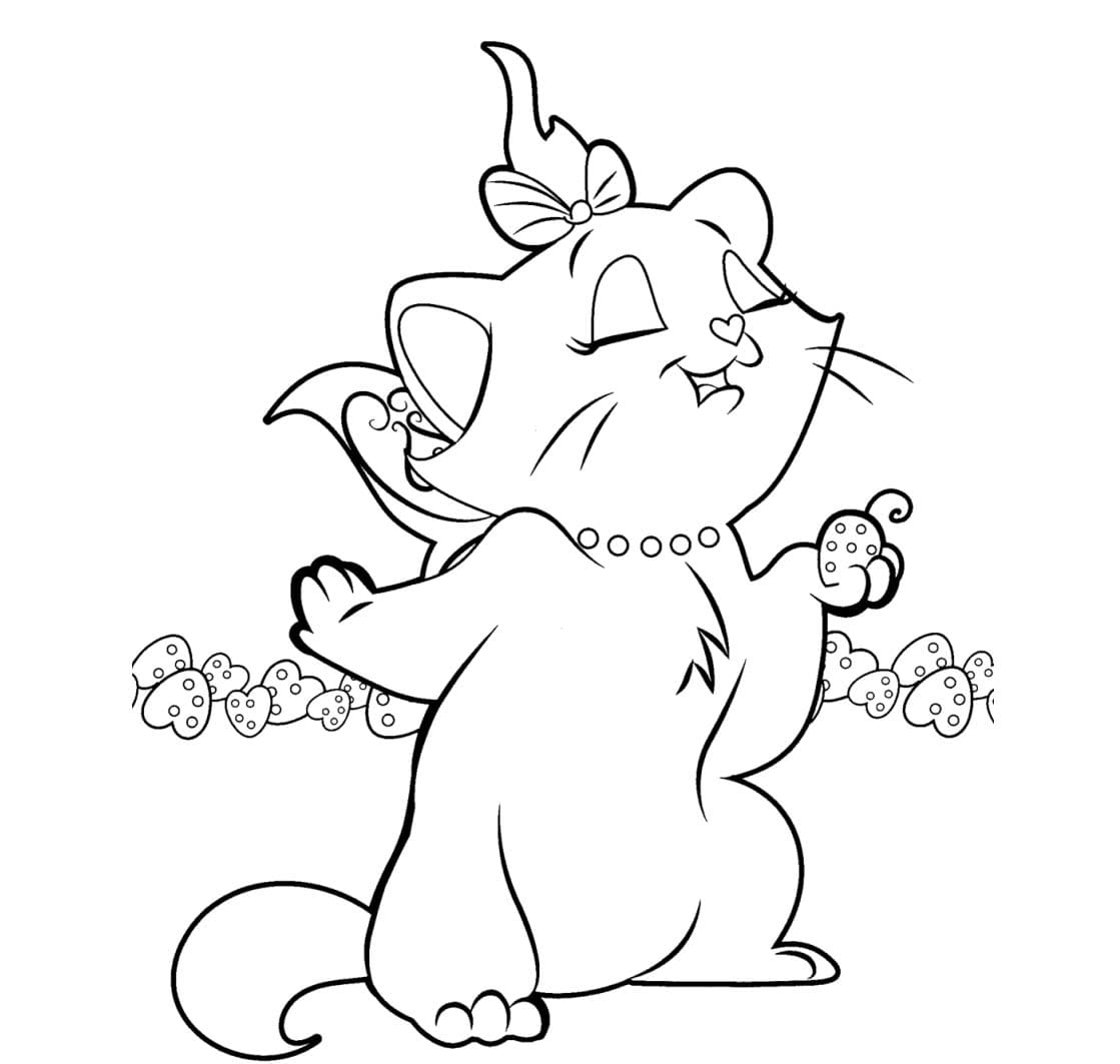 Dibujo de Linda imagen de Gato Marie para Colorear