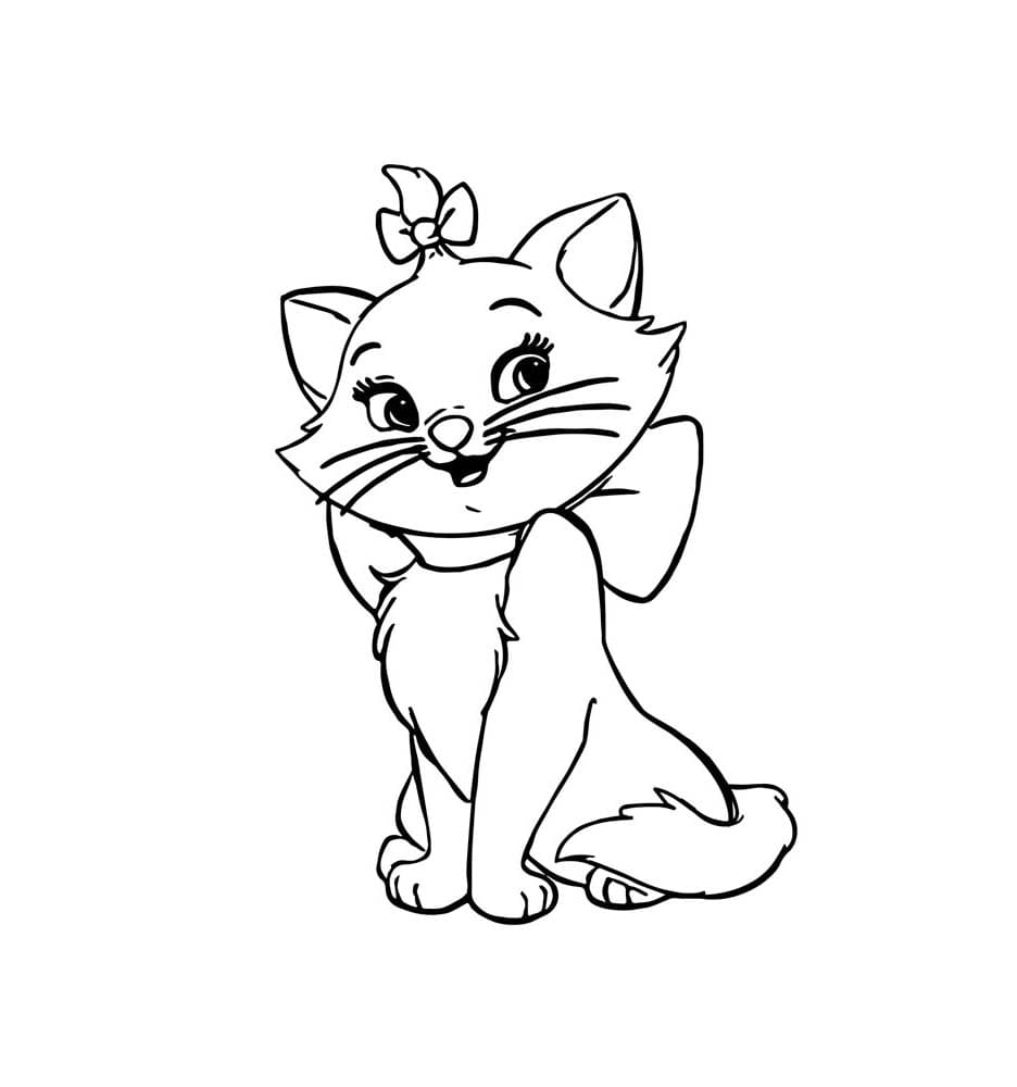 Dibujo de Lindo Esquema de Marie Cat Gratis para Colorear