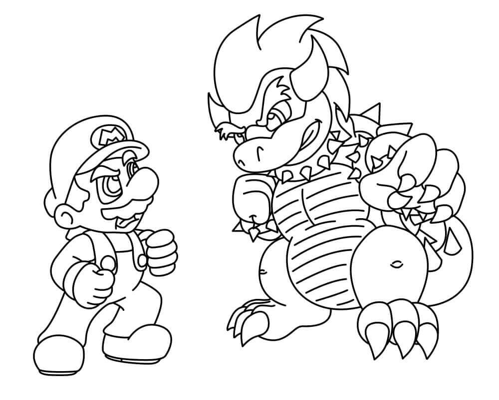 Dibujo de Mario Vs Bowser para Colorear
