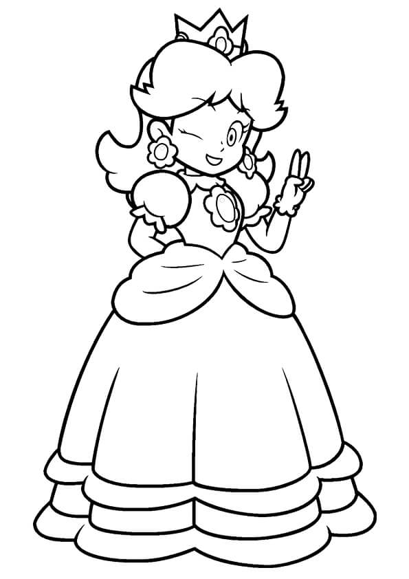 Dibujo de Feliz Princesa melocotón para Colorear