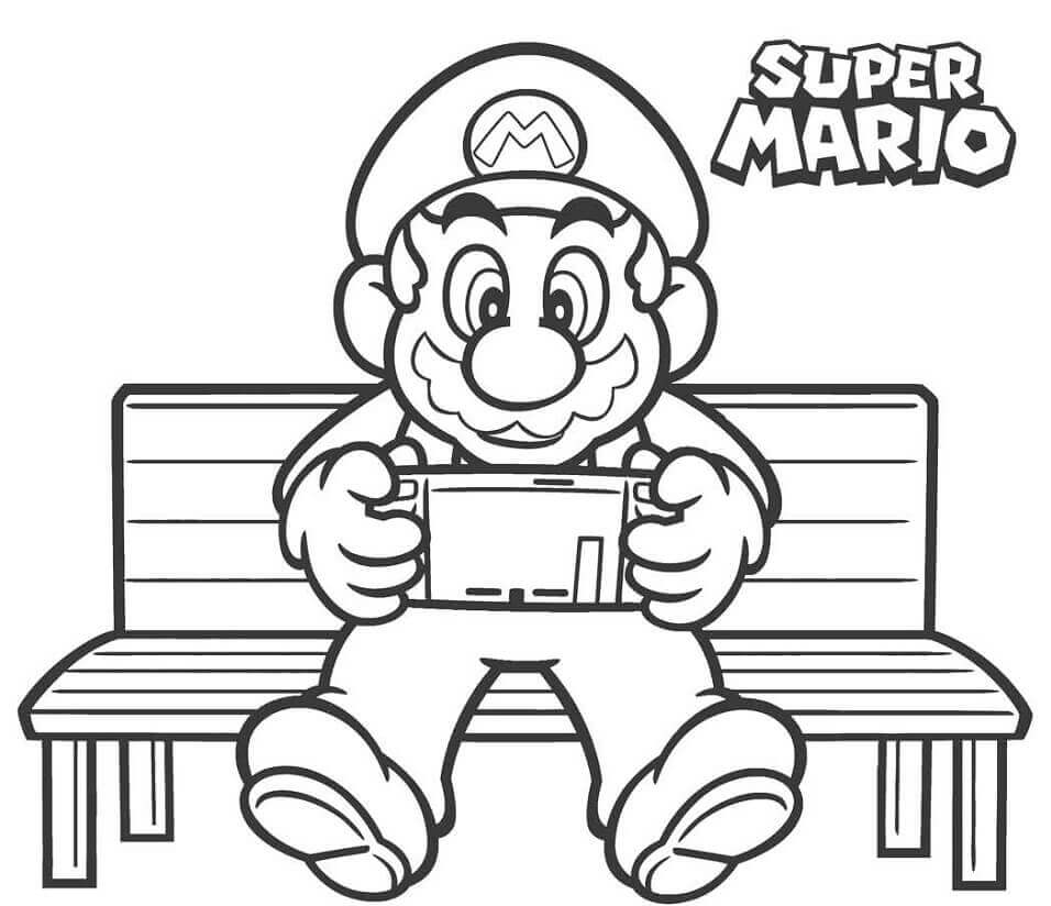 Dibujo de Jugar Juegos de Mario para Colorear