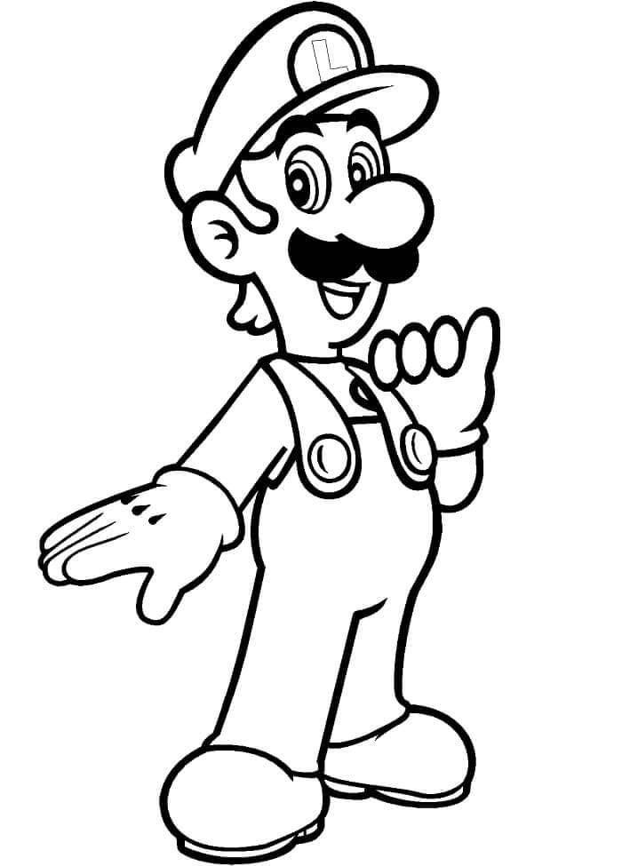 Dibujo de Luigi de Mario Bros para Colorear