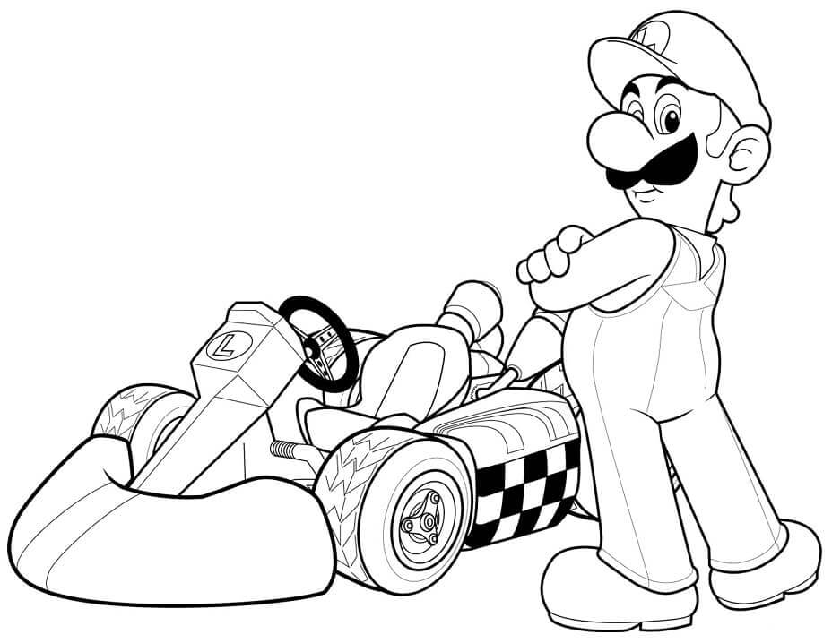 Dibujo de Luigi en Mario Kart Wii para Colorear