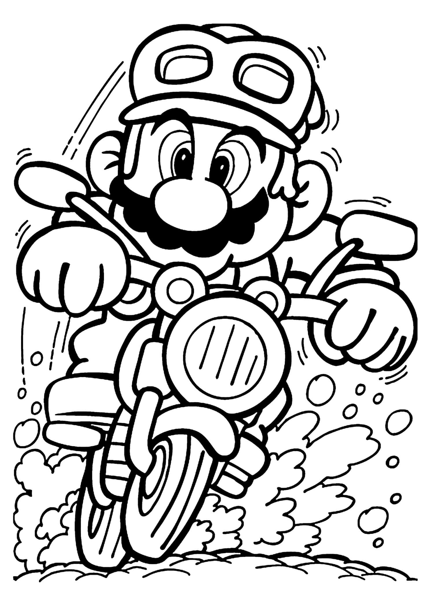 Dibujo de Mario Conduciendo para Colorear
