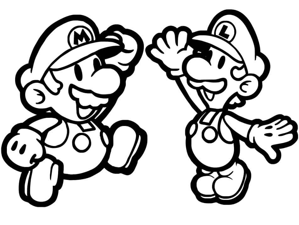 Dibujo de Mario de Papel y Luigi para Colorear