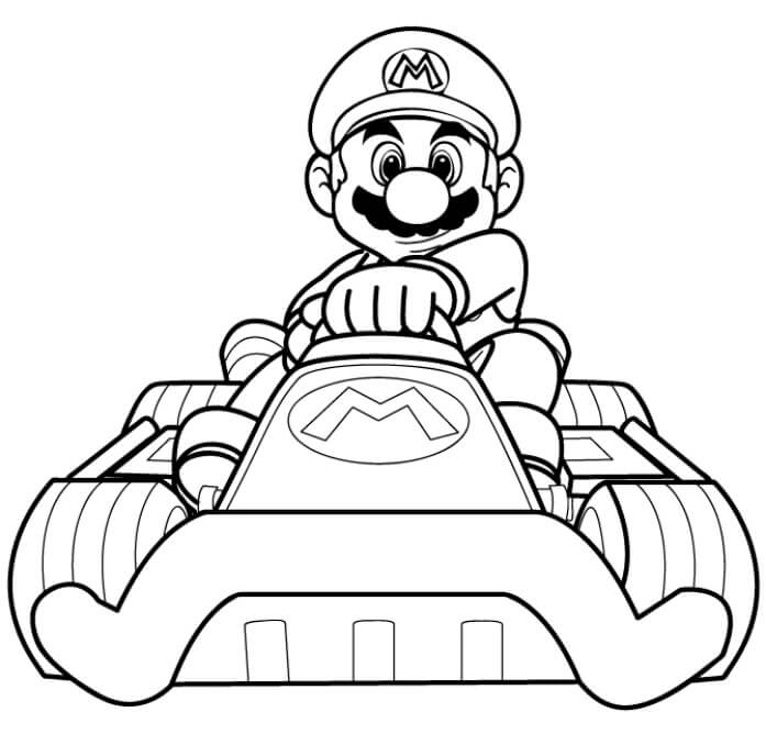 Dibujo de Mario en el Coche para Colorear