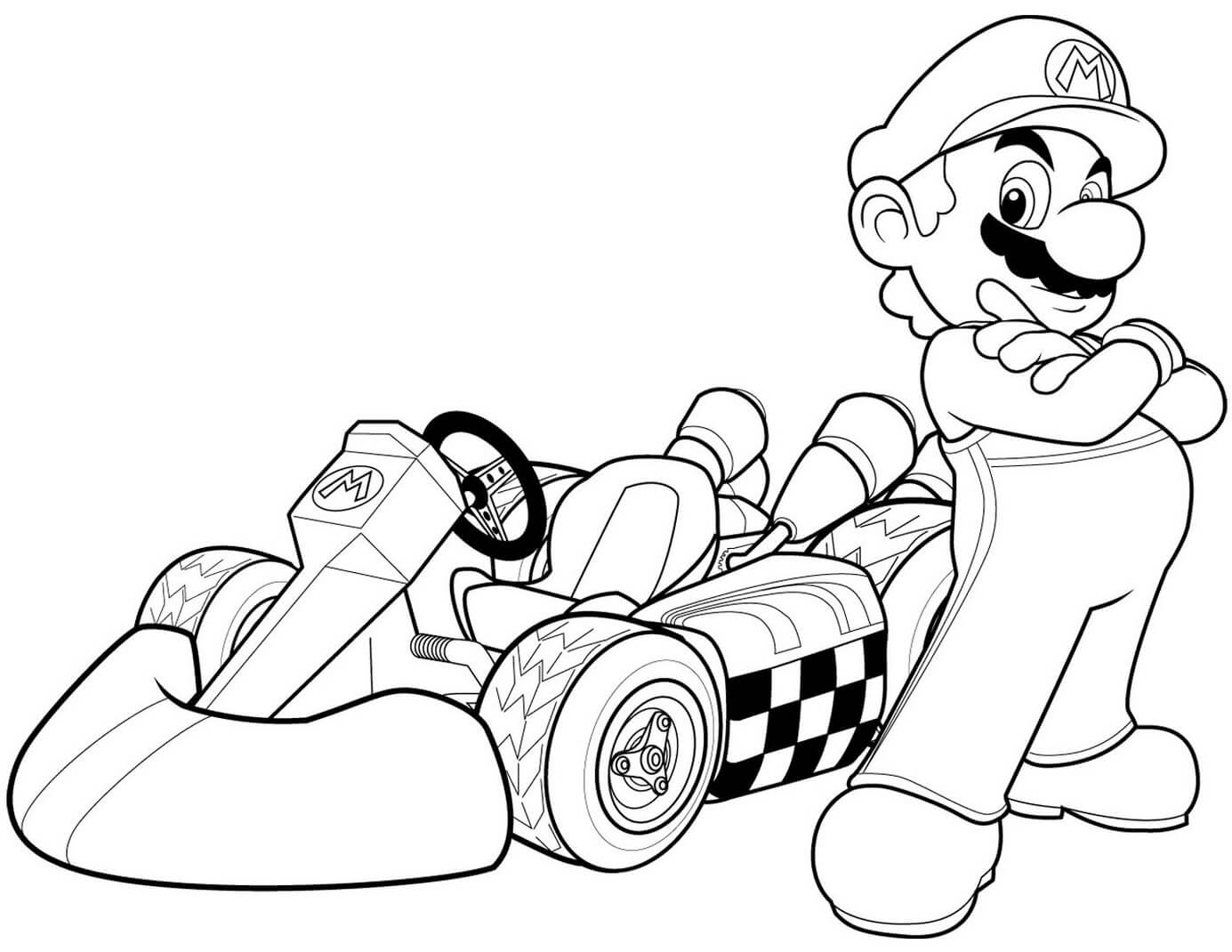 Dibujo de Mario en Mario Kart Wii para Colorear