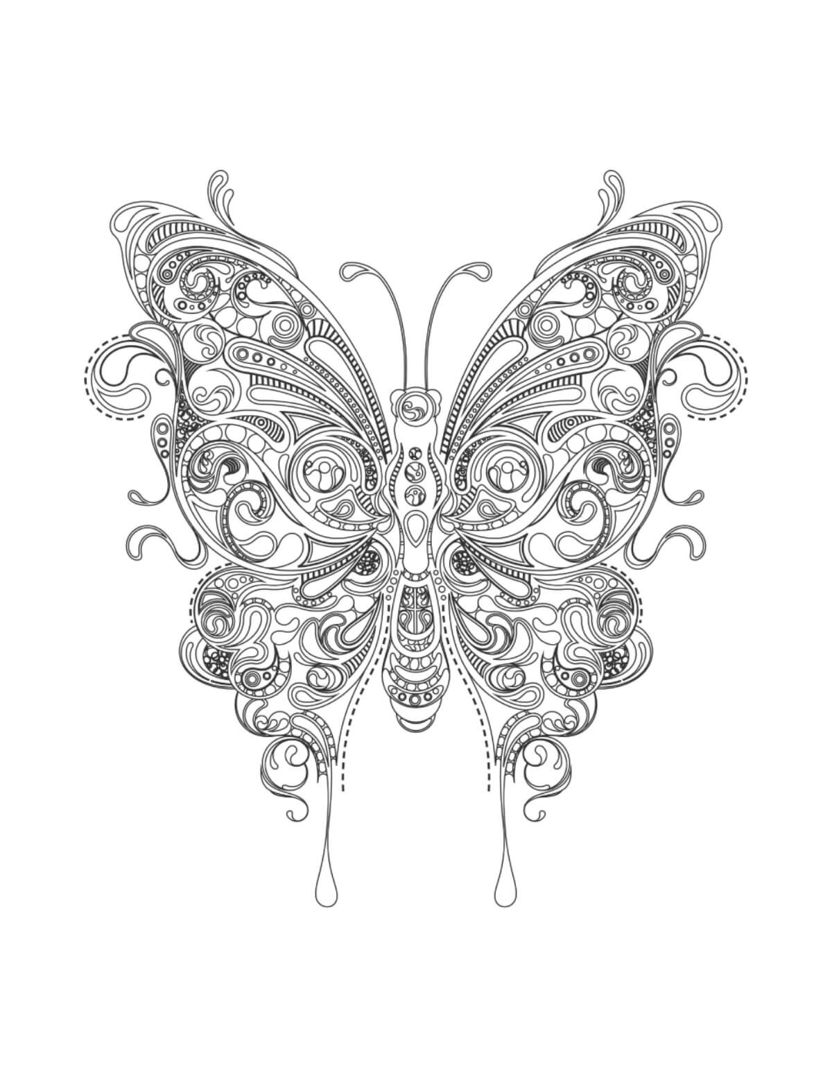 Dibujo de Mandala de Mariposa para Colorear