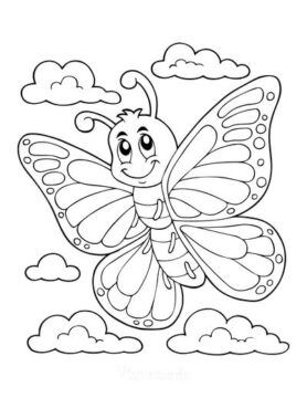 Dibujo de Mariposa Sonriendo 1 para Colorear