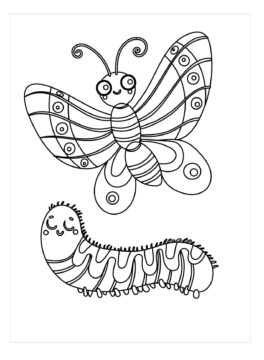 Dibujo de Oruga y Mariposa para Colorear