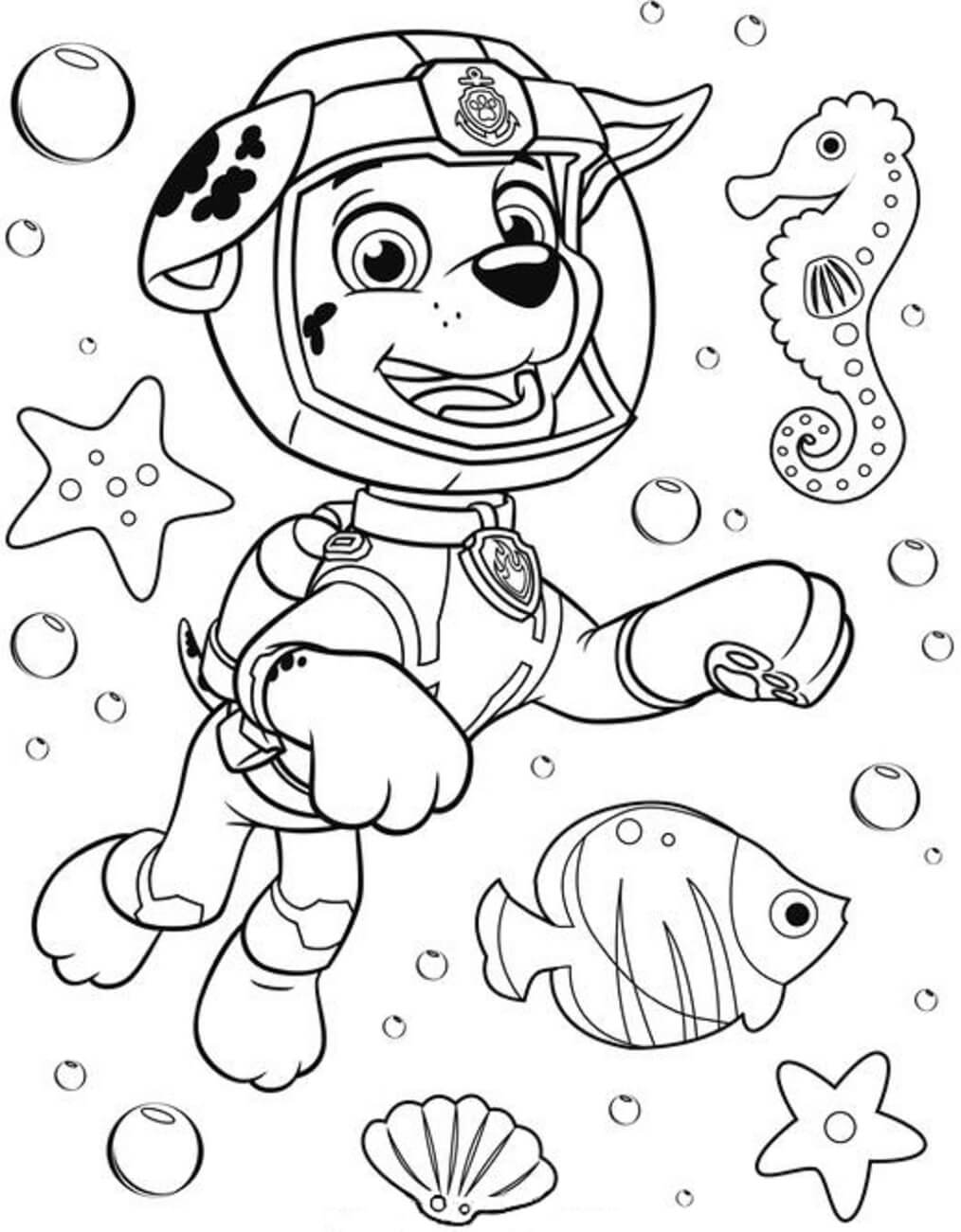 Dibujo de Marshall Buceando en el Mar para Colorear