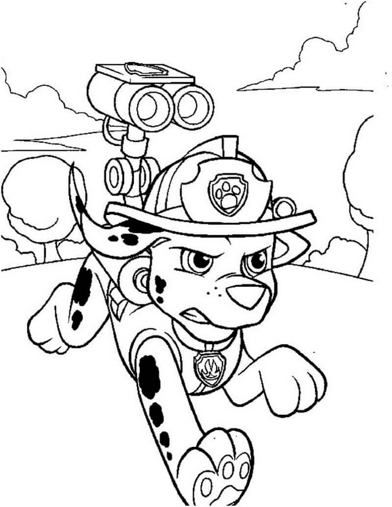 Dibujo de Marshall Paw Patrol Enojado para Colorear