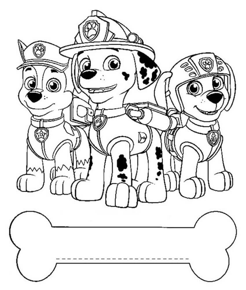 Dibujo de Marshall Paw Patrol y Amigo para Colorear