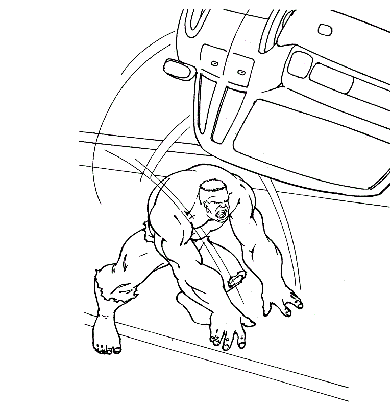 Dibujo de Coche Arrojadizo de Hulk para Colorear