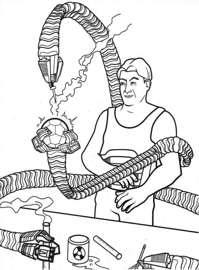 Dibujo de Dr Octopus Creando Algo para Colorear