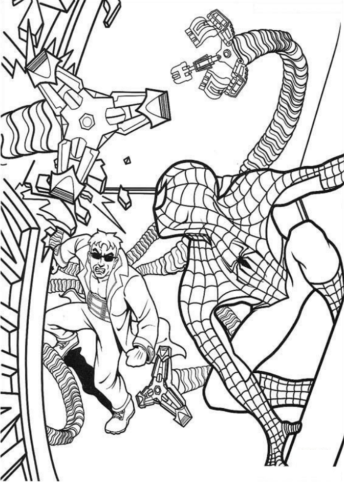 Dibujo de Dr Pulpo Vs Hombre araña para Colorear