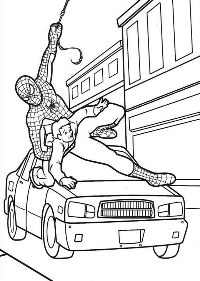Dibujo de Hombre araña Salvando al niño para Colorear