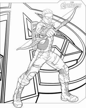 Dibujo de Marvel Vengadores Ojo de Halcon para Colorear
