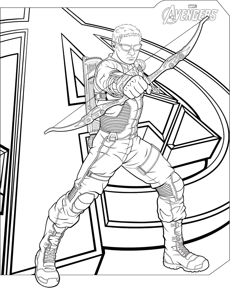 Dibujo de Marvel Vengadores Ojo de Halcon para Colorear