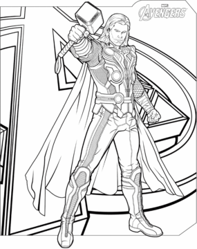 Dibujo de Marvel Vengadores Thor para Colorear