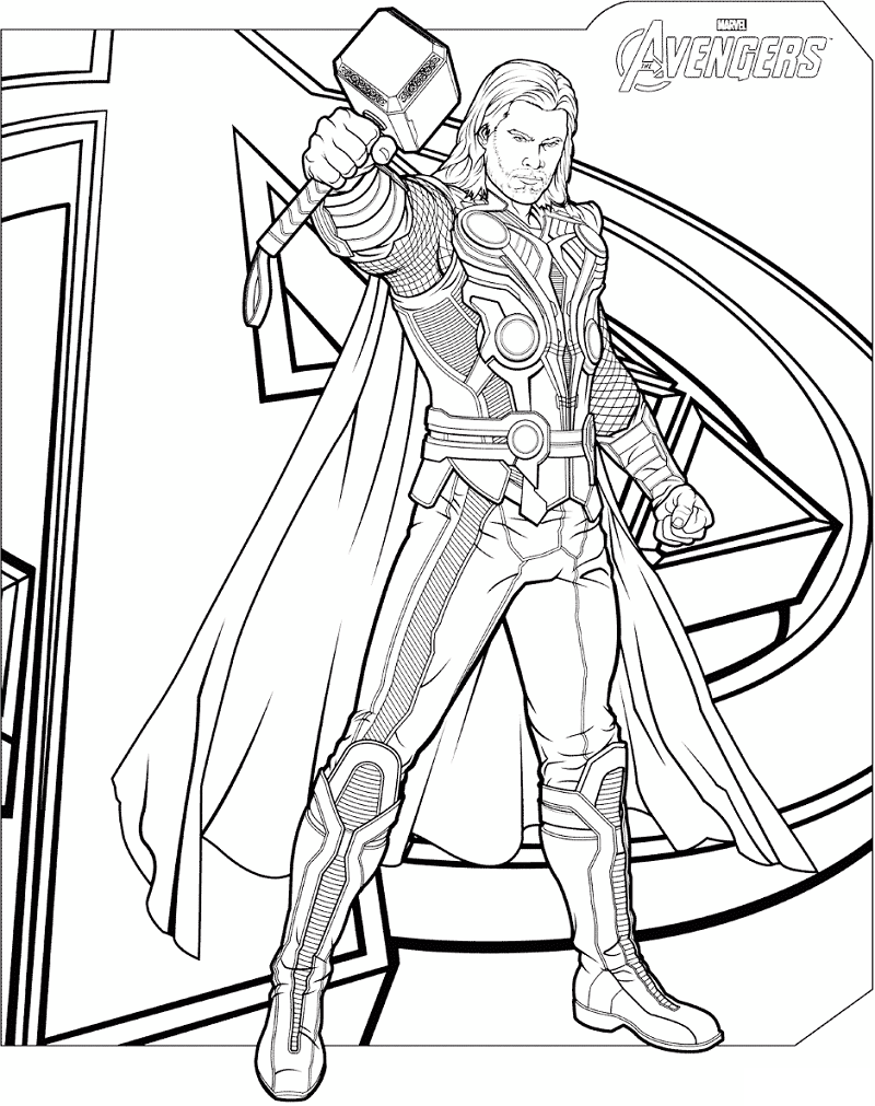 Dibujo de Marvel Vengadores Thor para Colorear