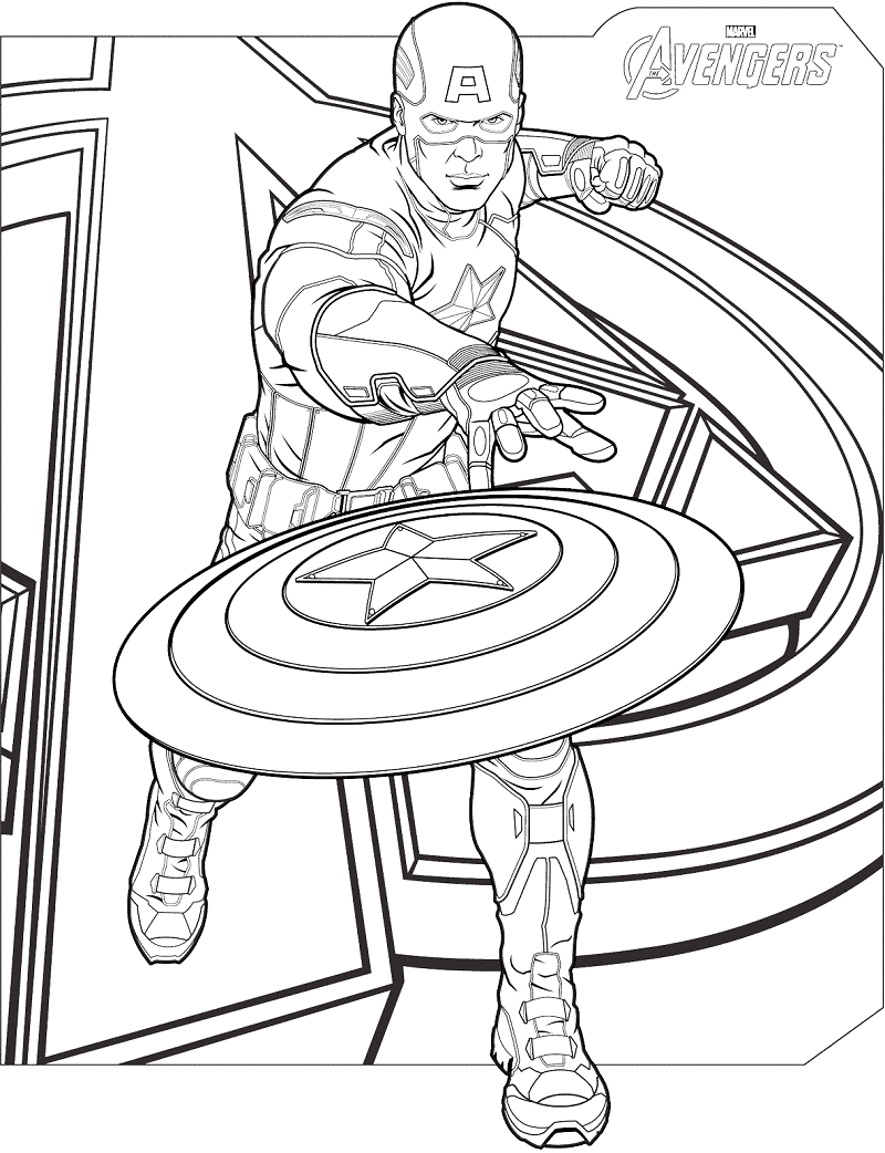Dibujo de Vengadores Marvel capitán América para Colorear